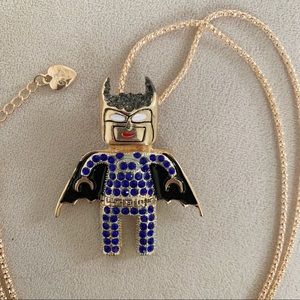 Betsey Johnson Crystals Batman necklace brooch NWT